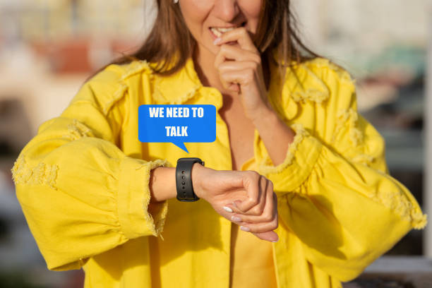 Relationship problems. Problems with parents. Young woman got a message that they need to talk.