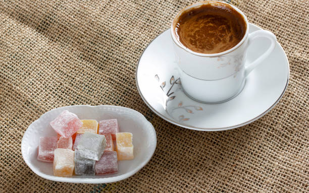 istock Traditional Turkish coffee and Turkish delight 1286130255