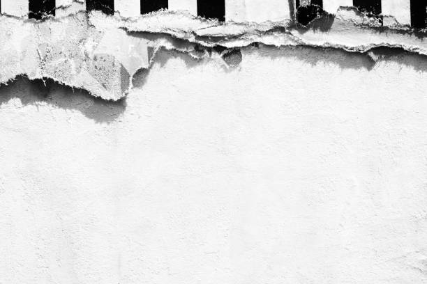 istock Old ripped torn paper crumpled creased posters grunge textures backdrop surface backgrounds placard Black and White 1286132248