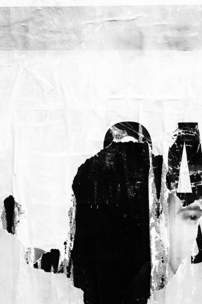 istock Old ripped torn paper crumpled creased posters grunge textures backdrop surface backgrounds placard Black and White 1286132394
