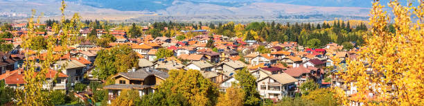 istock Bansko, Bulgaria, old town autumn banner panorama 1286133655