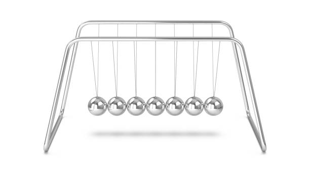 3D rendering Metal Newton's cradle on white background 3D rendering Metal Newton's cradle on white background. perpetual motion machine stock pictures, royalty-free photos & images