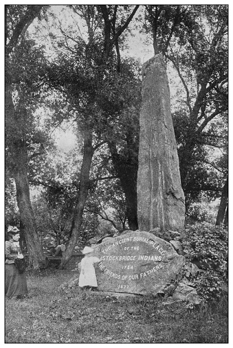 Antique black and white photo of the United States: Burial place of the Stockbridge Indians, Stockbridge, Massachusetts