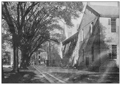 Antique black and white photo of the United States: Yale College, New Haven, Connecticut