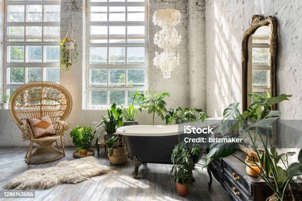 Cozy And Comfortable Room With Interior In Bohemian Style Stock Photo - Download Image Now