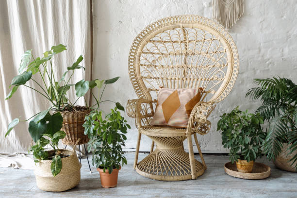 istock Cozy and comfortable room with interior in bohemian style 1286143694