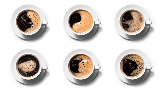 coffee cup top view set isolated