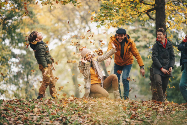 istock Everyone enjoying Autumn in forest. 1286146008