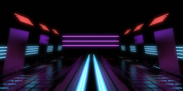 istock 3D abstract background with neon lights. neon tunnel .space construction . 3d illustration 1286147859