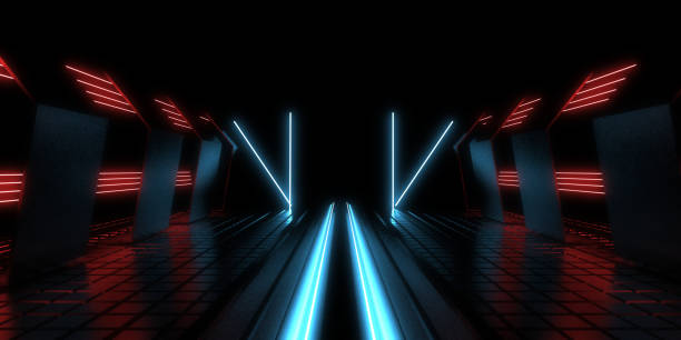 istock 3D abstract background with neon lights. neon tunnel .space construction . 3d illustration 1286147860