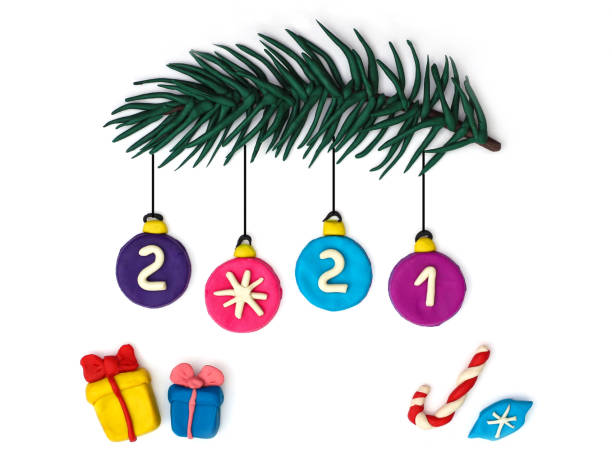Plasticine applique on New Year's theme