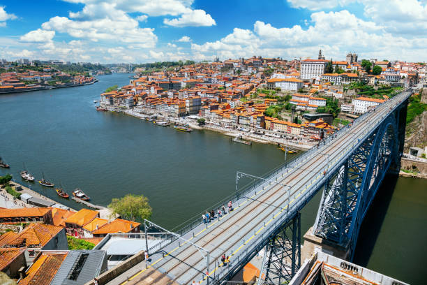 istock Porto and double deck metal arch bridge Dom Luis I 1286150289
