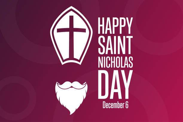 Saint Nicholas Day. December 6. Holiday concept. Template for background, banner, card, poster with text inscription. Vector EPS10 illustration. Saint Nicholas Day. December 6. Holiday concept. Template for background, banner, card, poster with text inscription. Vector EPS10 illustration sinterklaas nederland stock illustrations