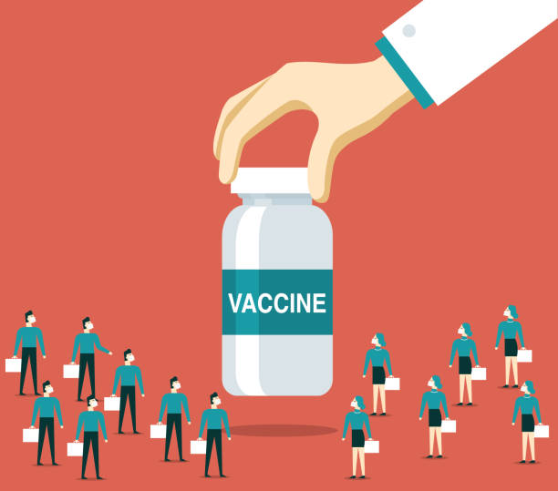 ilustrações de stock, clip art, desenhos animados e ícones de the doctor gives a vaccine to a people - laboratory doctor white collar worker research