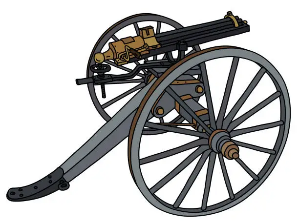 Vector illustration of The vintage machine gun