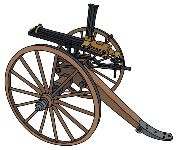 Vector illustration of The vintage machine gun