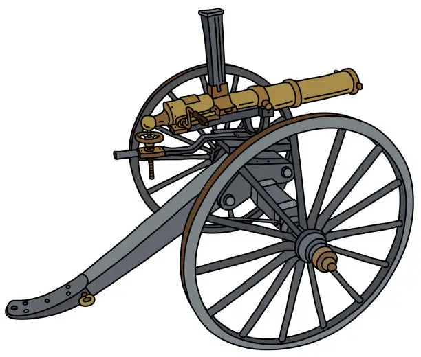 Vector illustration of The vintage machine gun