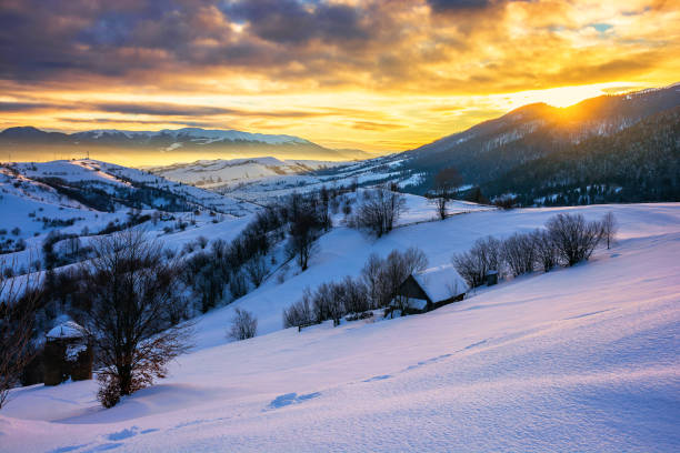 istock winter landscape in mountains at sunrise 1286156134