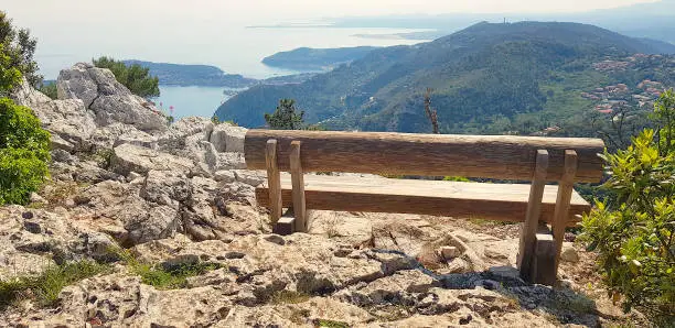 Photo of View of Eze village and the French Riviera from the Grande Corniche mountain, South of France