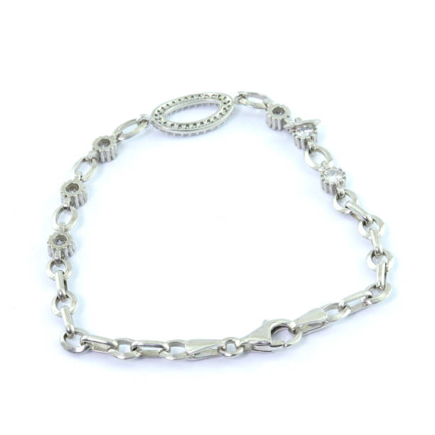 istock Stone-embroidered silver bracelet for women on a white background 1286164971