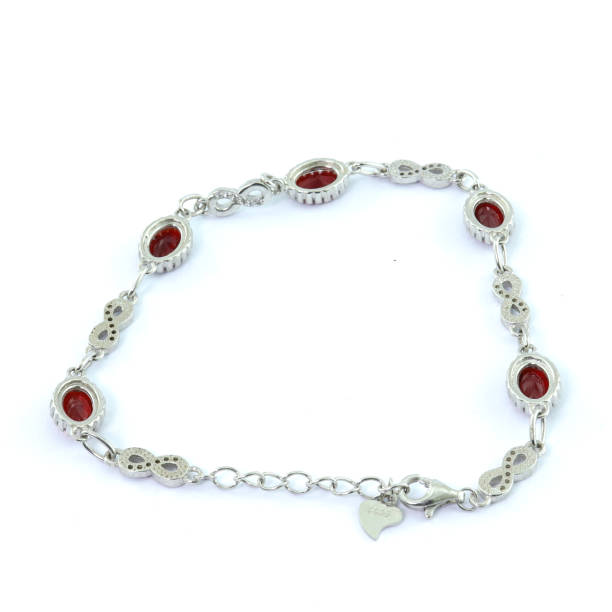 istock Stone-embroidered silver bracelet for women on a white background 1286165442