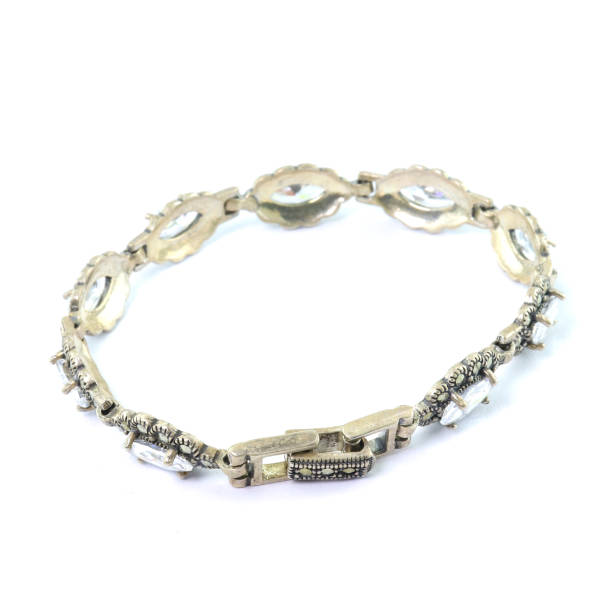 istock Stone-embroidered silver bracelet for women on a white background 1286165448
