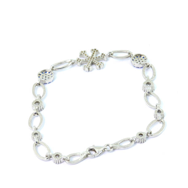 istock Stone-embroidered silver bracelet for women on a white background 1286165550