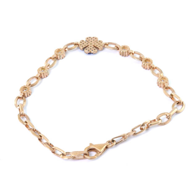 istock Stone-embroidered silver bracelet for women on a white background 1286165568