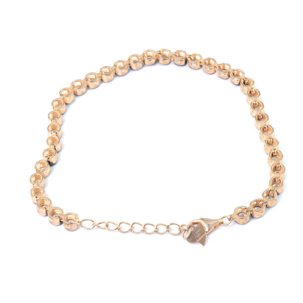 istock Stone-embroidered silver bracelet for women on a white background 1286165602
