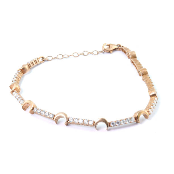 istock Stone-embroidered silver bracelet for women on a white background 1286165612