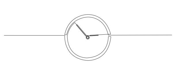 Continuous line drawing of Clock. Continuous line drawing of Clock. single line power isolated electricity stock illustrations