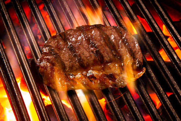 istock Beef steak on the grill with fire. Brazilian barbecue 1286169419