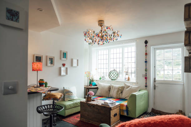 Cosy living room in a home in Polperro, Cornwall.