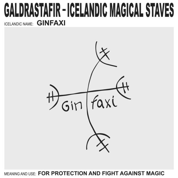 istock icon with ancient Icelandic magical staves Ginfaxi. Symbol means and is used for protection and fight against magic 1286171696