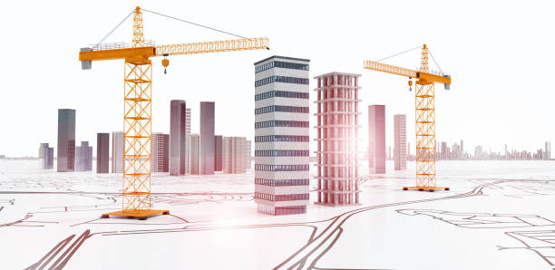 istock 3D illustration of building construction. 1286174078