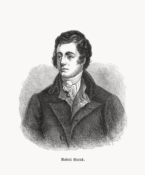 ilustraciones, imágenes clip art, dibujos animados e iconos de stock de robert burns (1759-1796), poeta escocés, grabado en madera, publicado en 1893 - robert burns