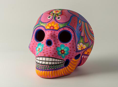 Mexican skull craftsmanship with colorful decoration