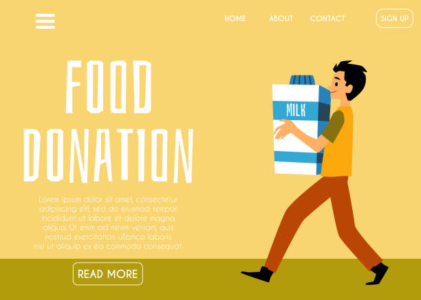 Food Donation Website Banner With Cartoon Man Carrying Milk Carton Stock  Illustration - Download Image Now - iStock