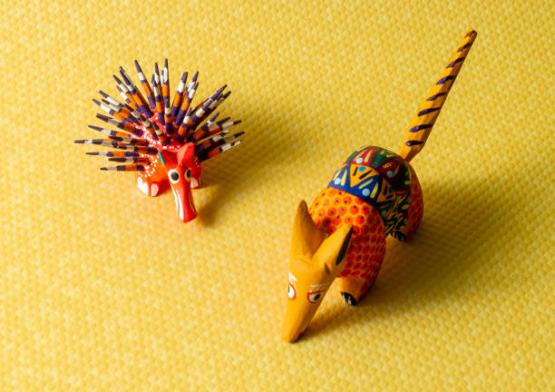Oaxacan alebrije figure on colored background