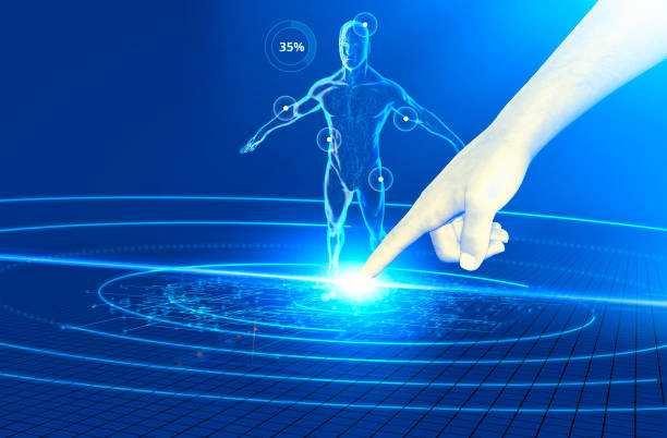istock Technologies and digital apps that affect human health. Medicine. 3d render. Human anatomy and control of all vital functions 1286180487