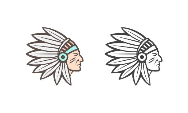 Indian American Indian. Vector illustration can be used as an icon, logo or illustration chiefs stock illustrations