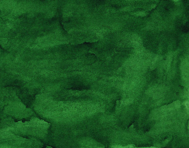 istock Watercolor green background texture. Watercolour abstract deep spruce backdrop. Stains on paper. 1286186396