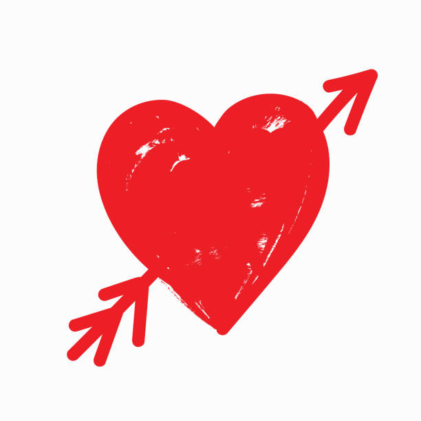 illustrazioni stock, clip art, cartoni animati e icone di tendenza di cuore abbozzo disegnato a mano rossa - arrow heart shape isolated on white valentines day