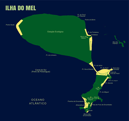 Colorful Mel Island Map, Brazil