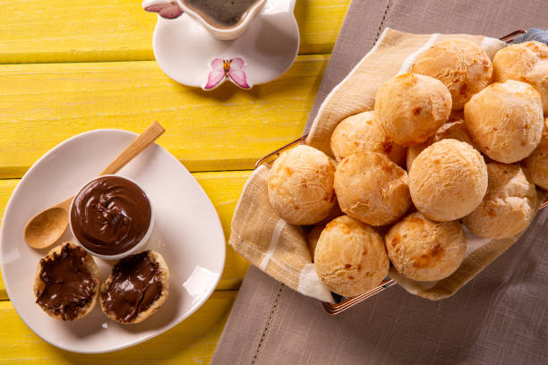 istock Brazilian snack cheese bread stuffed with chocolate. 1286190849
