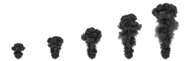 Full size smoke cloud Gray fumes in several stages. Highly detailed smoke elements. smoke physical structure stock pictures, royalty-free photos & images