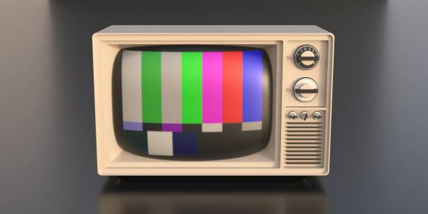 istock Retro old tv against black color background. 3d illustration 1286194883