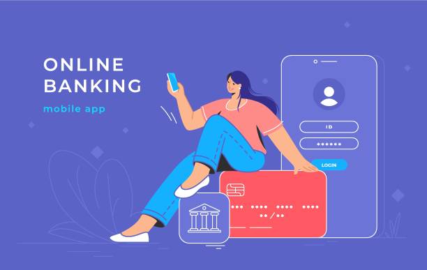 online-banking-app und rote kreditkarte - wallet couple stock-grafiken, -clipart, -cartoons und -symbole
