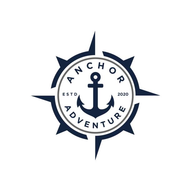 Illustrations on a marine theme. stock illustration Russia, Anchor - Vessel Part, Drawing - Activity, Nautical Vessel, Logo Vector illustration Compass icon and anchor symbol logo for the tattoo and stickers. anchor chain stock illustrations