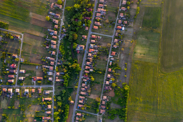 istock Flying over village area 1286197665